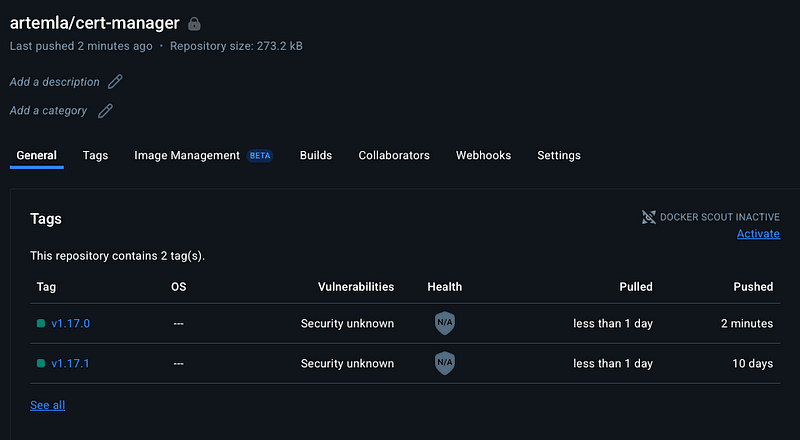 Fig. 6: Verifying Helm Chart Push to Private OCI Repository