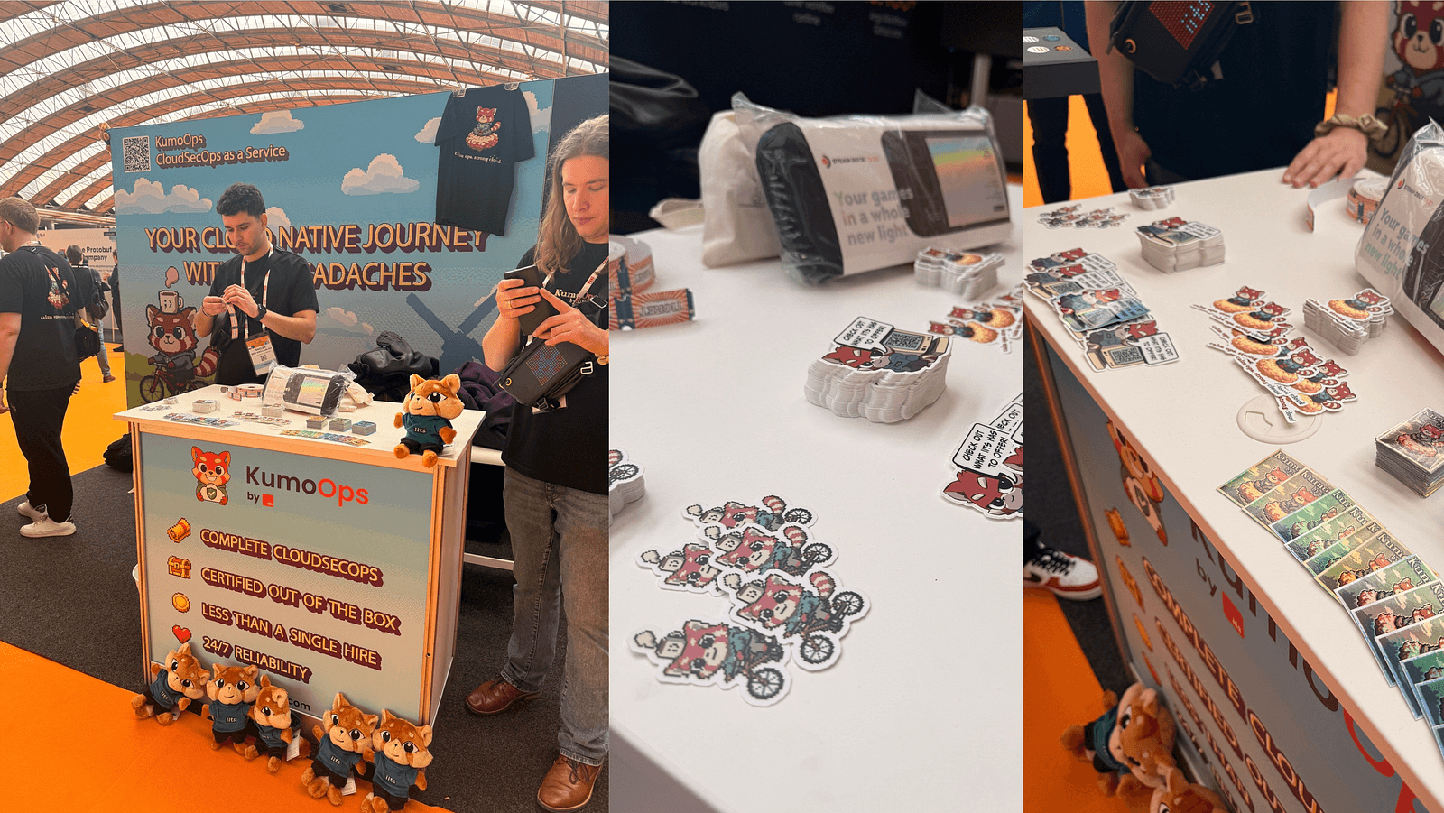Fig. 9: The team preparing the booth and getting ready for the week.