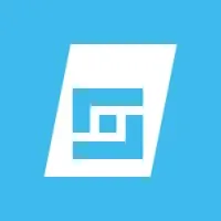 Goldbeck logo on a light blue background featuring a white stylized geometric shape resembling a tilted rectangle with a square spiral motif inside.