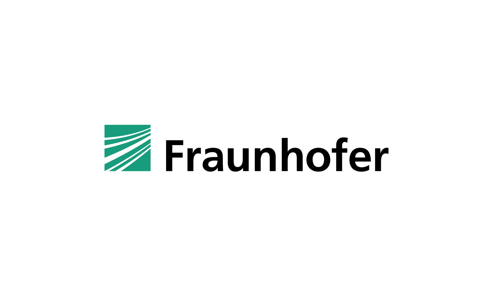 Fraunhofer logo: green square with white converging lines beside the wordmark "Fraunhofer" in black bold type.