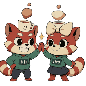 Male and female Kumo, the mascot of iits-consulting, high-fiving each other