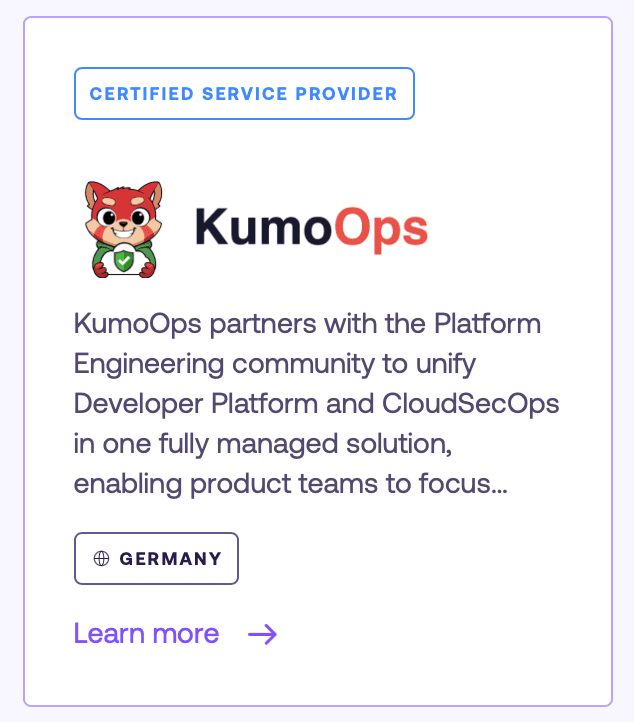 KumoOps partners with the Platform Engineering community to unify Developer Platform and CloudSecOps in one fully managed solution, enabling product teams to focus entirely on building their software while we ensure secure, reliable, and scalable 24/7 operations.