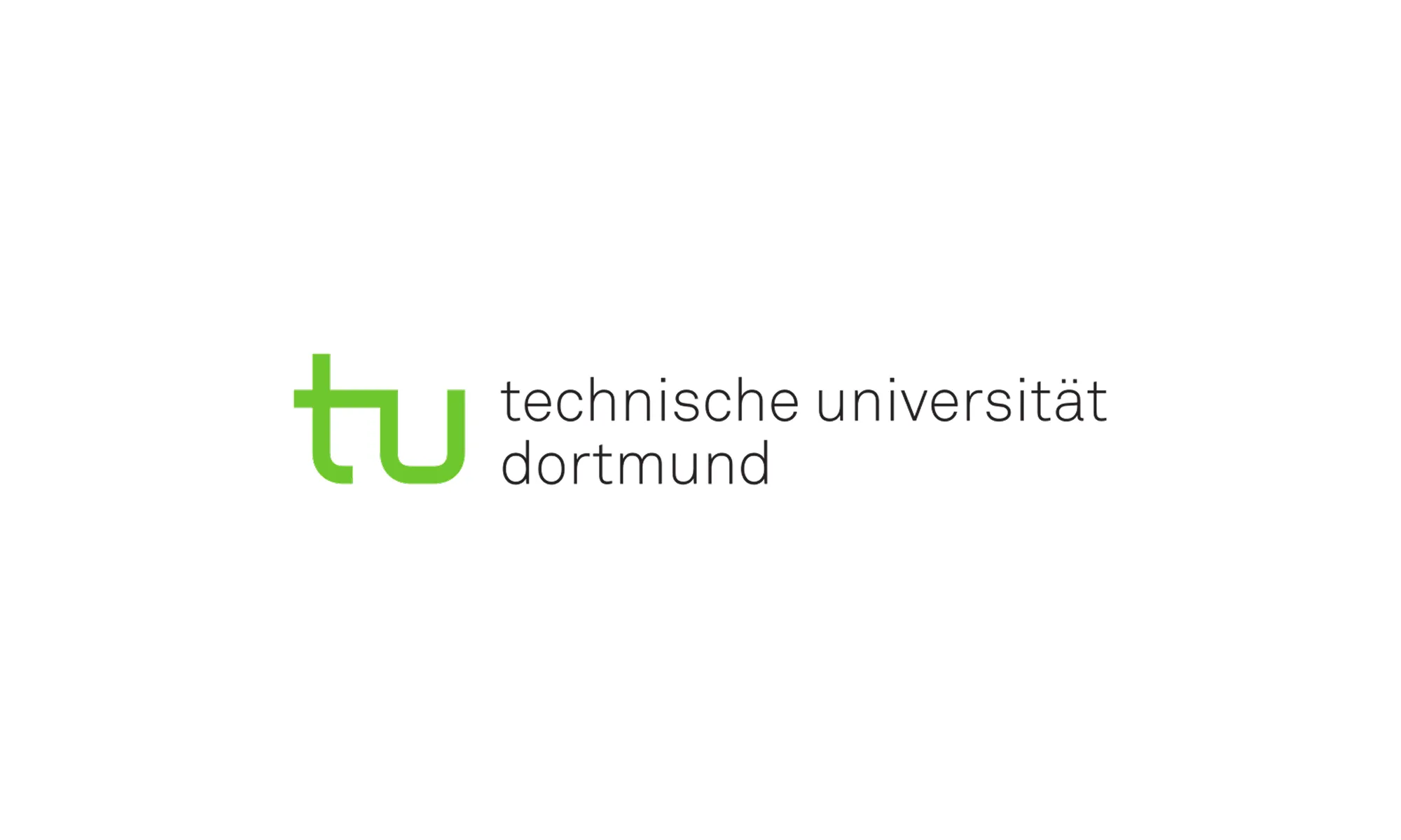Technische Universität Dortmund logo with a green "tu" monogram and the full name in dark grey lowercase text